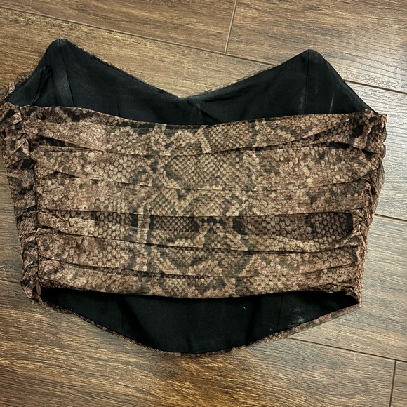 ZARA strapless brown snakeskin corset top - Picture 2 of 3
